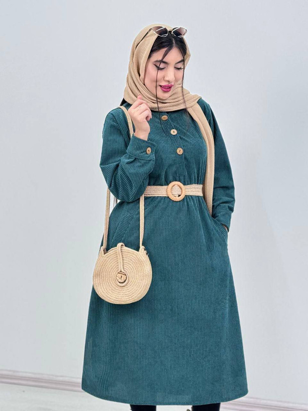 سفارش کفتان مخمل کبریتی کمربندار ناینا کد 94633