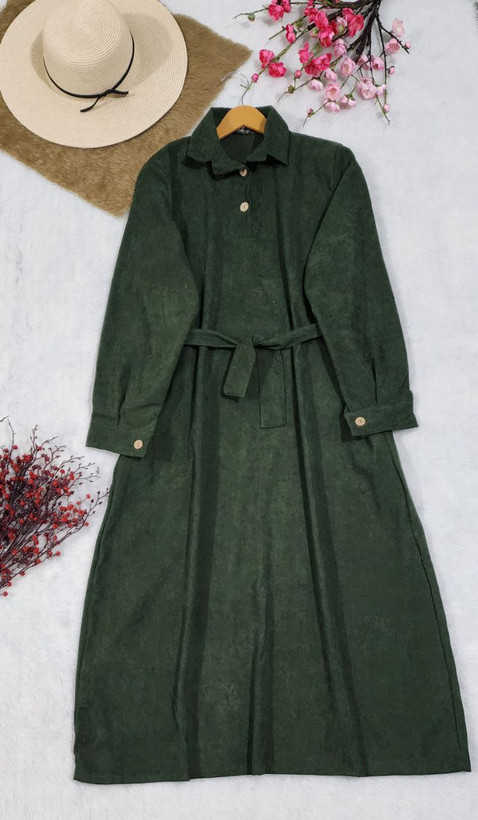 مشاهده قیمت و کیفیت کفتان مخمل کبریتی کمربندار ناینا کد 94633