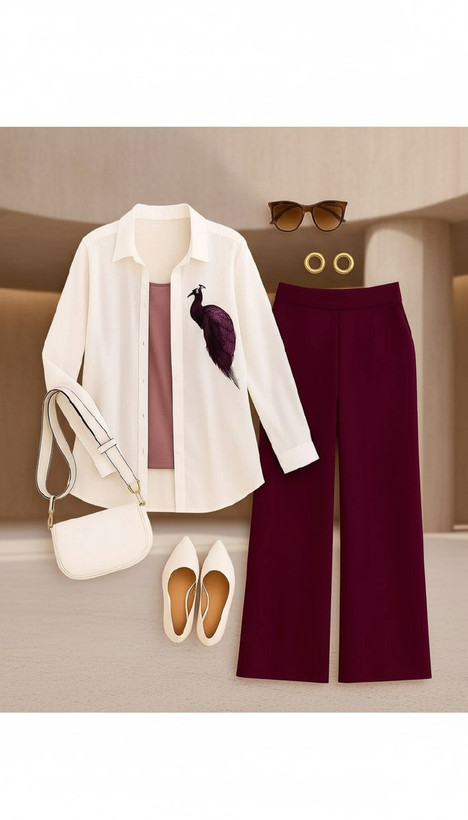 خرید آنلاین شومیز شلوار طرح طاووس کد 94851