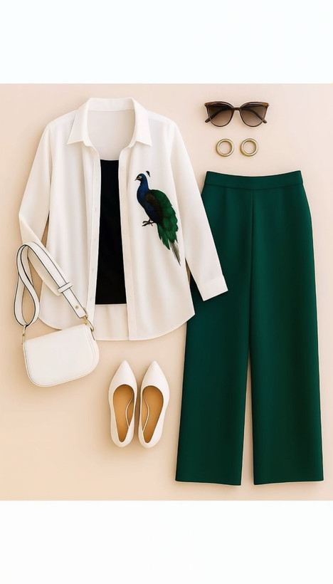 خرید اینترنتی شومیز شلوار طرح طاووس کد 94851