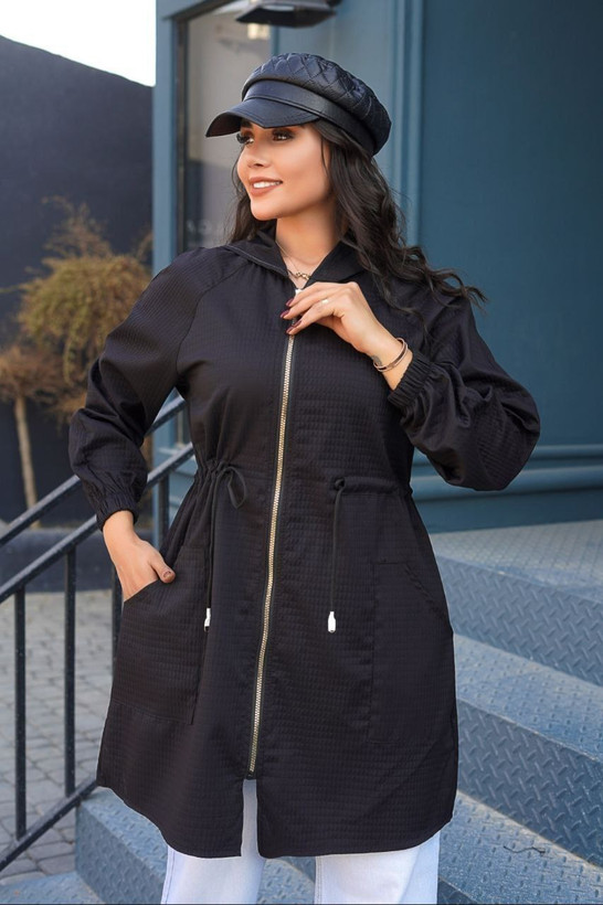 خرید آنلاین بارونی بلند کلاهدار سانتانا کد 94323