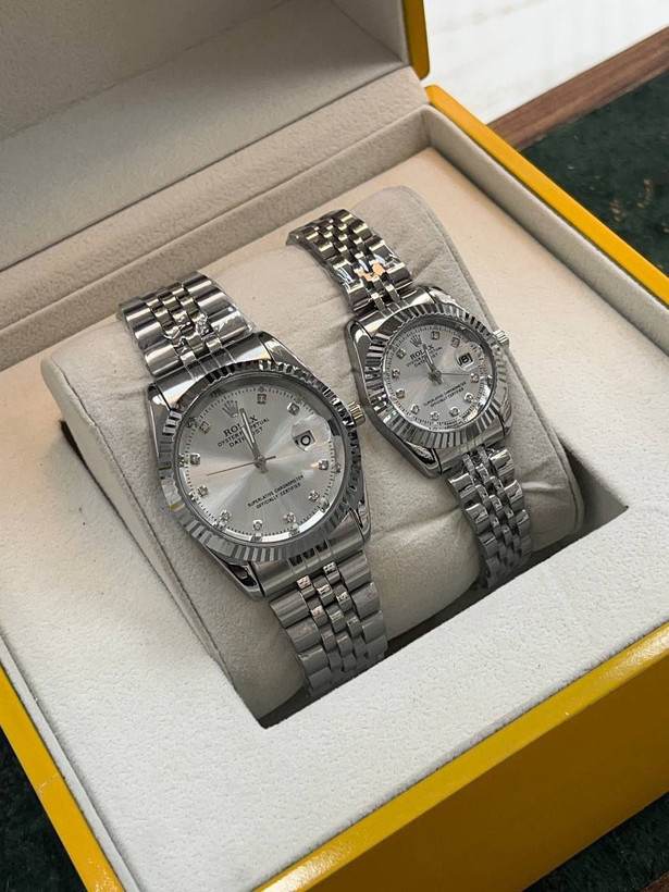 خرید آنلاین ست ساعت رولکس بند استیل نقرهای کد 369228