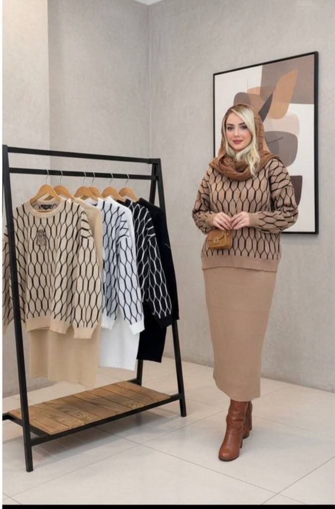 سفارش ست بلوز دامن بافت کد 52666