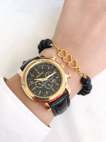سفارش ساعت بند چرم مشکی رومانسون کد 369396