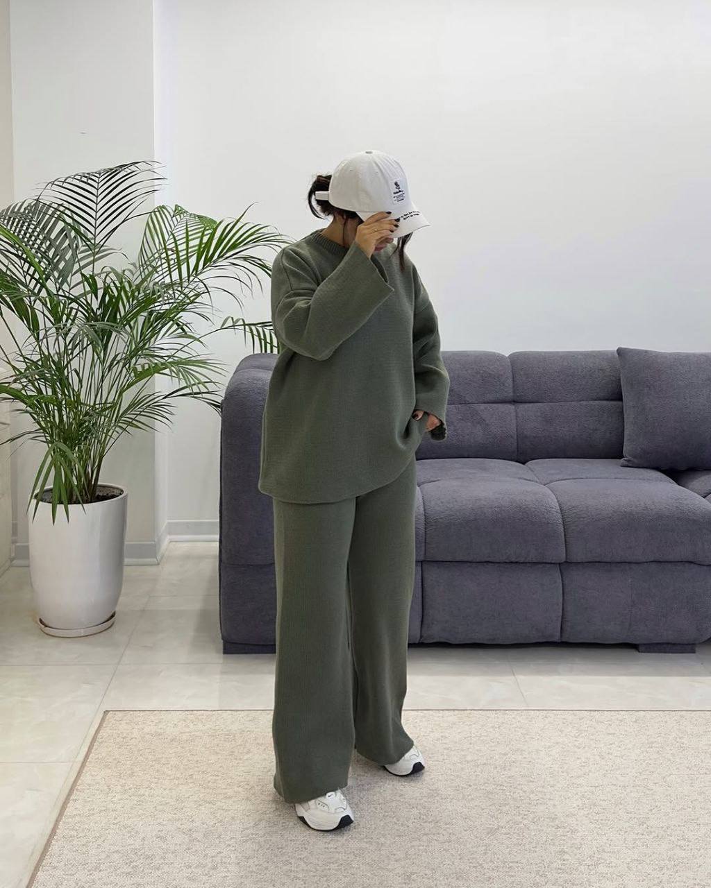 خرید اینترنتی ست پیراهن شلوار بافت کد 3407