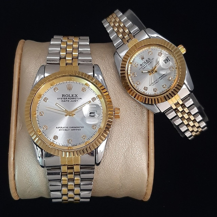 سفارش ست ساعت رولکس بند استیل دورنگ کد 369013