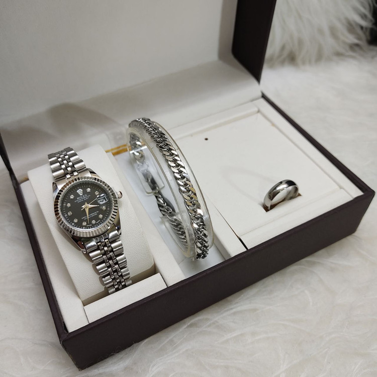 سفارش ست ساعت دستبند و حلقه زنانه رولکس کد 369333