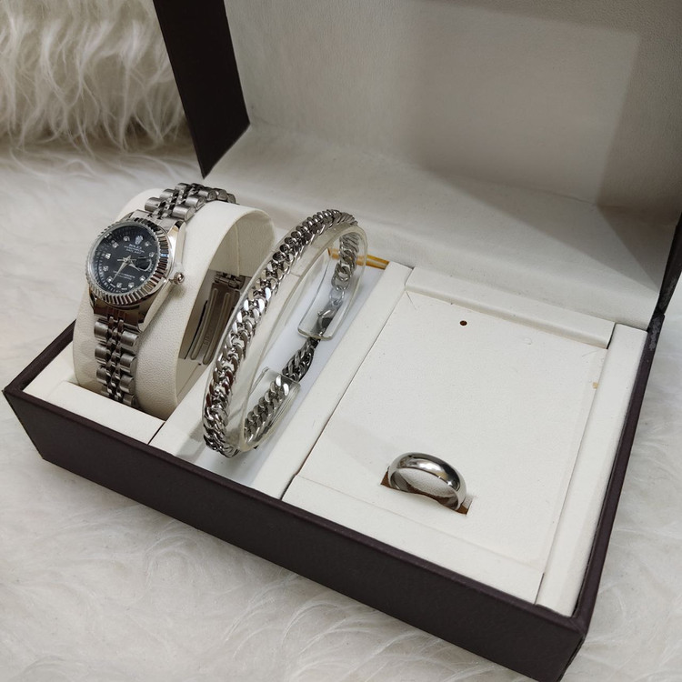 خرید اینترنتی ست ساعت دستبند و حلقه زنانه رولکس کد 369333