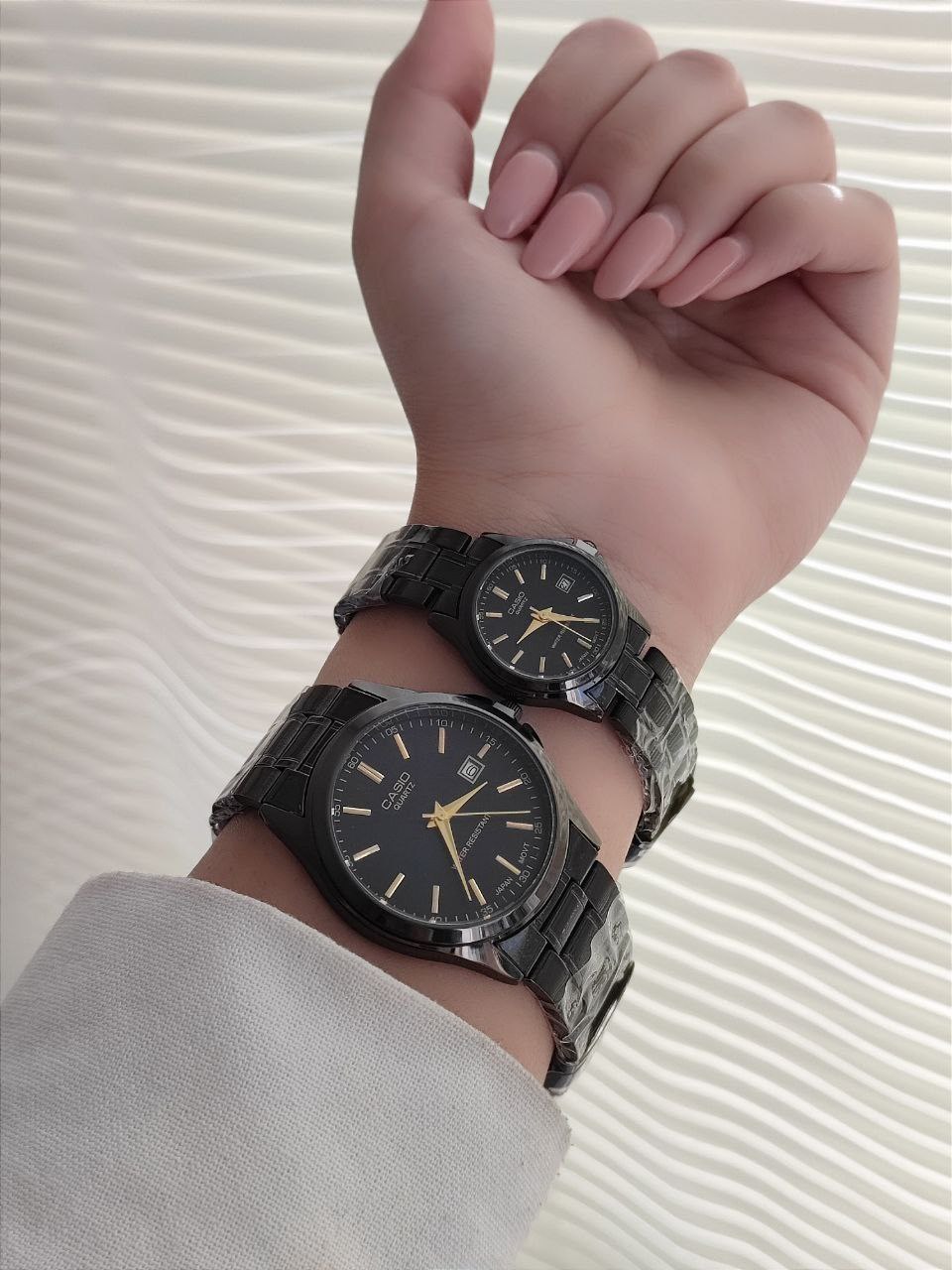 خرید ست ساعت کاسیو بند استیل مشکی کد 369357