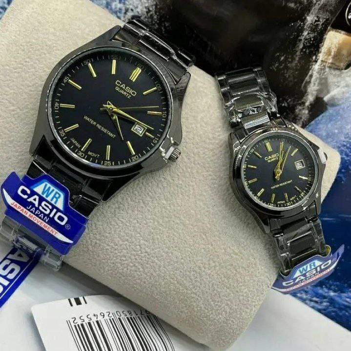 سفارش اینترنتی ست ساعت کاسیو بند استیل مشکی کد 369357