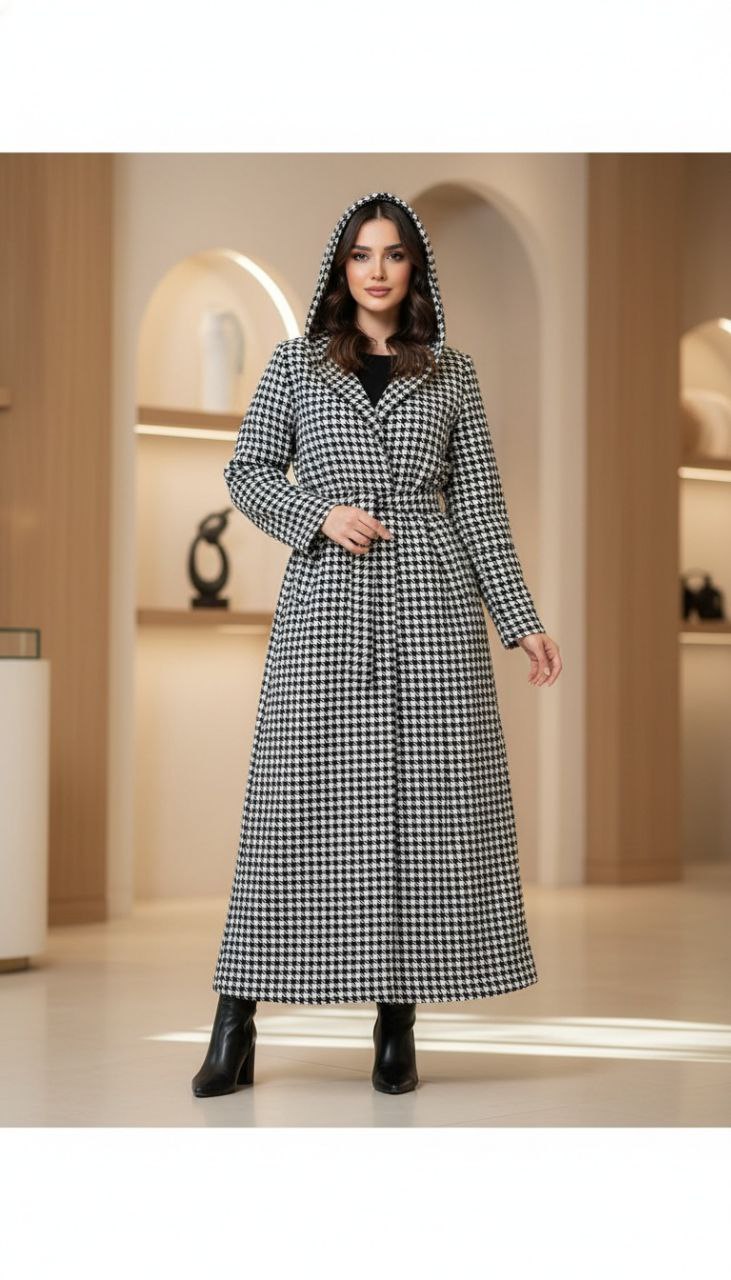 خرید مانتو کلاهدار پیچازی پشمی کد 37293