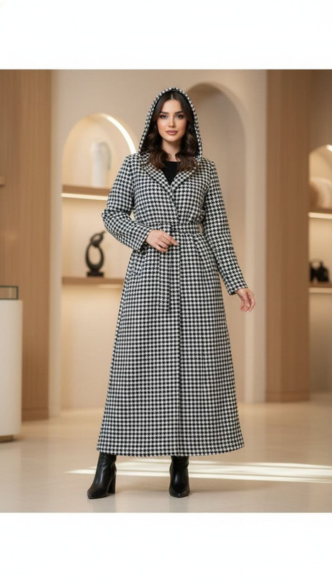 خرید مانتو کلاهدار پیچازی پشمی کد 37293