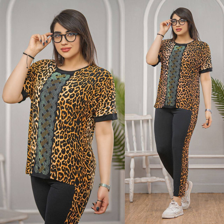 سفارش ست تیشرت شلوار وسط نگینی کد 7826