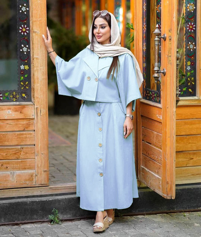 خرید اینترنتی ست دو تیکه شنل و دامن فریال کد 37091