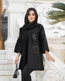 خرید مانتو مخمل برگی کد 43789