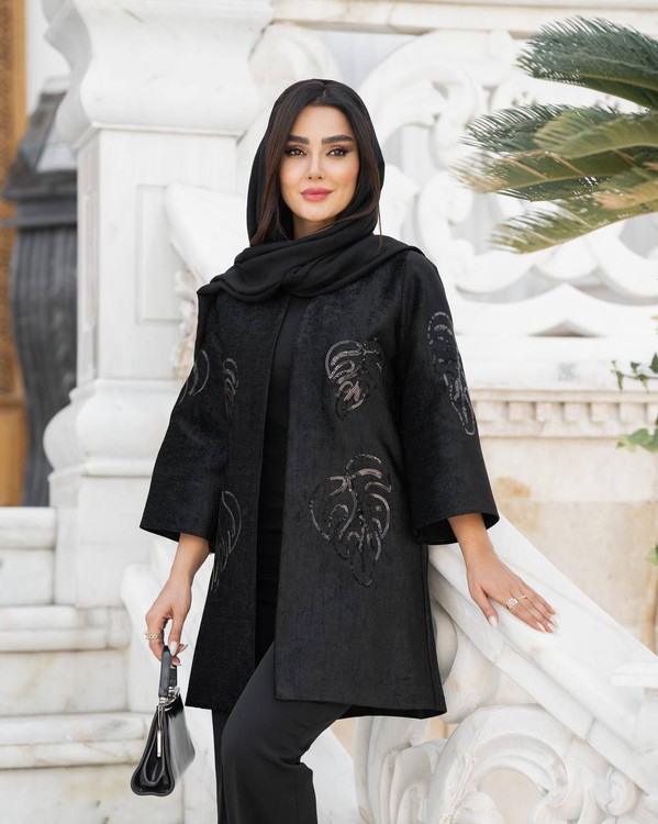 خرید مانتو مخمل برگی کد 43789