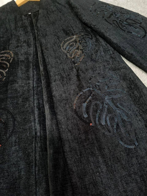 خرید آنلاین مانتو مخمل برگی کد 43789