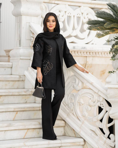 سفارش مانتو مخمل برگی کد 43789