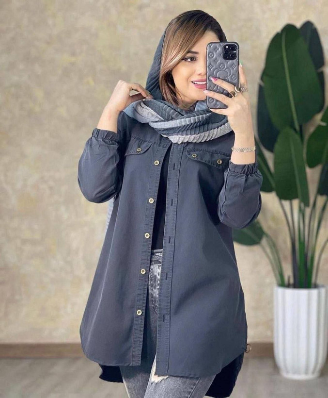 خرید آنلاین مانتو جین بغل زیپ مهلان کد 98338