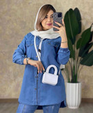 خرید اینترنتی مانتو جین بغل زیپ مهلان کد 98338