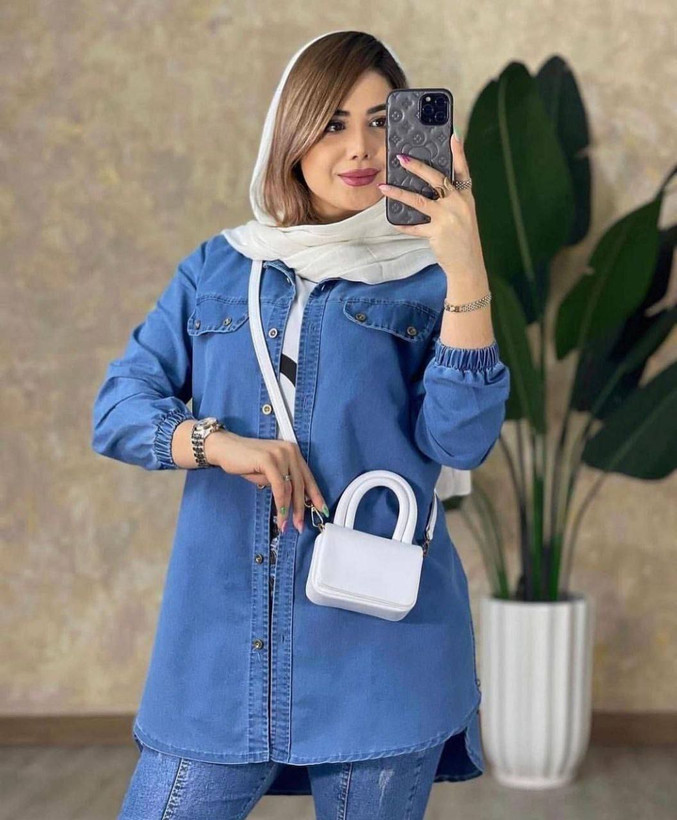 خرید اینترنتی مانتو جین بغل زیپ مهلان کد 98338