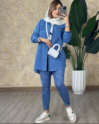 مانتو جین بغل زیپ مهلان کد 98338