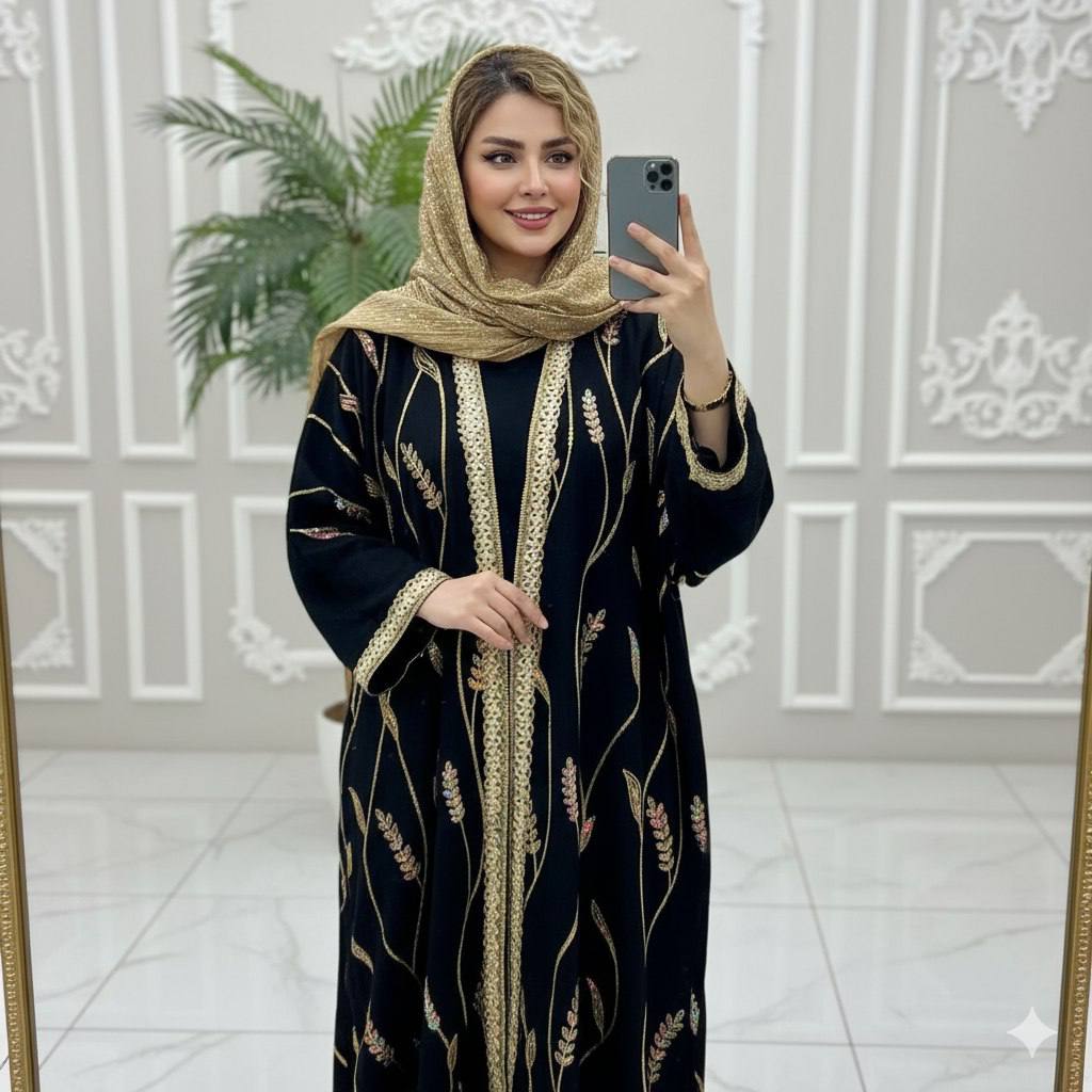 سفارش عبا گل گندمی پریناز کد 75804