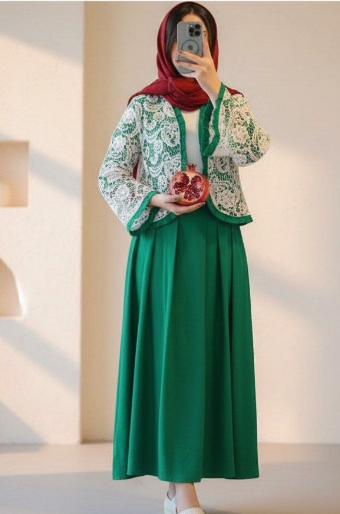 خرید کت و دامن مزونی ترمه کد 98522