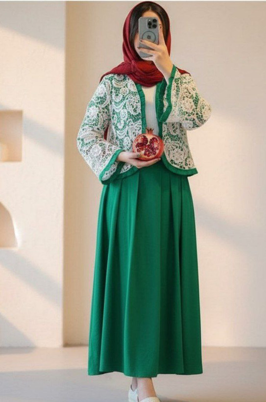 خرید کت و دامن مزونی ترمه کد 98522