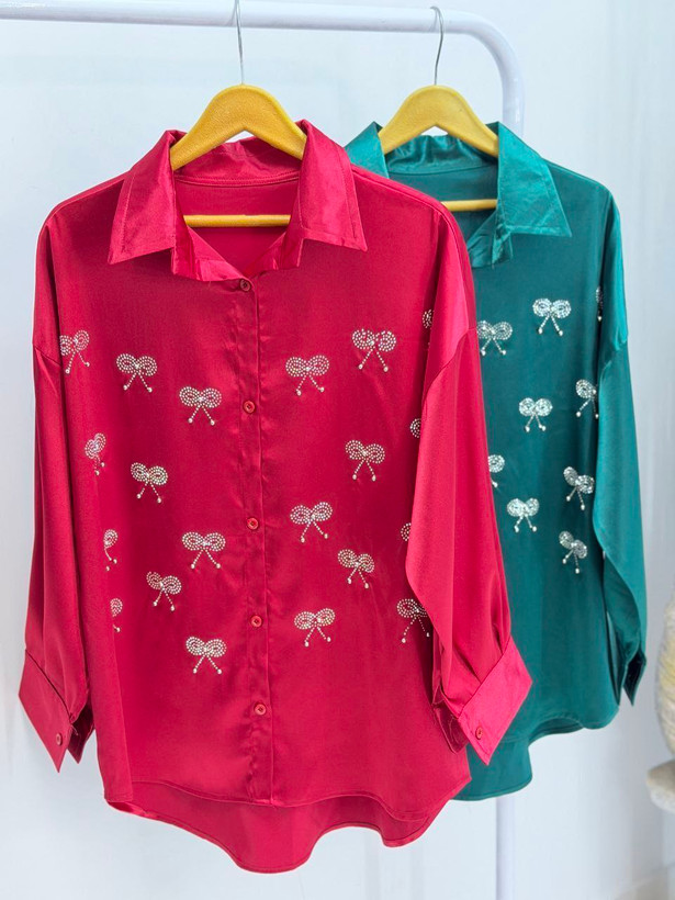 خرید اینترنتی شومیز یلدایی پاپیون کد 98774