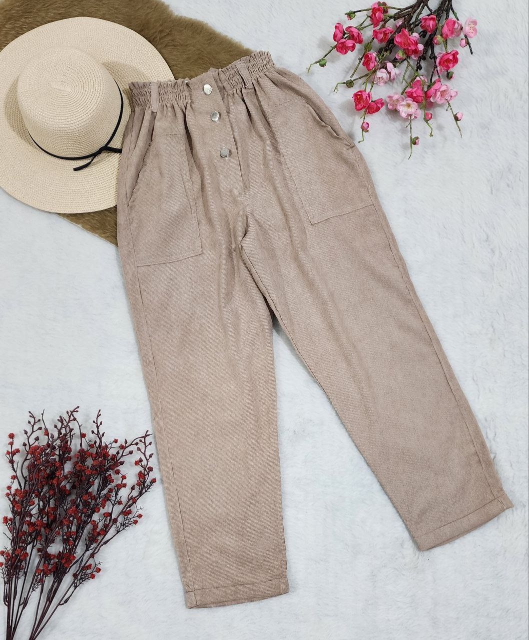 سفارش اینترنتی شلوار مام استایل دمپا پاکتی کبریتی کد 97635