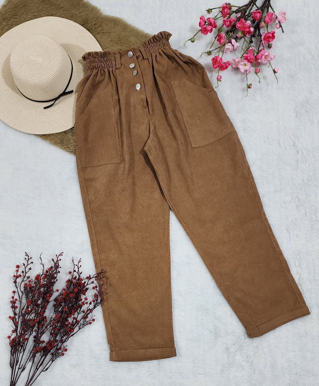 سفارش اینترنتی و آنلاین شلوار مام استایل دمپا پاکتی کبریتی کد 97635