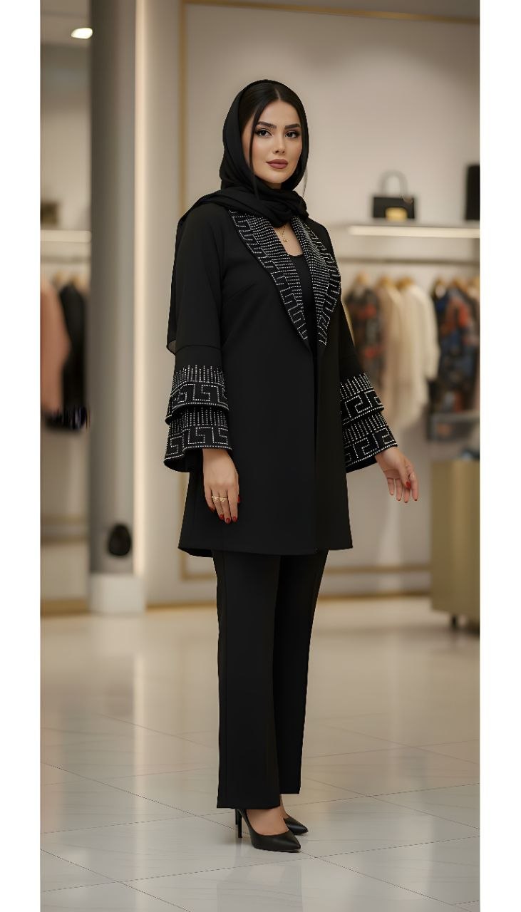 خرید اینترنتی ست مانتو شلوار آستین ورساچ کد 37295