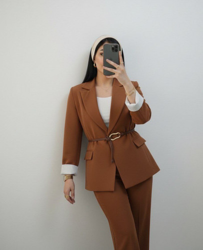 سفارش کت و شلوار کمربند گره ای نرگس کد 37389