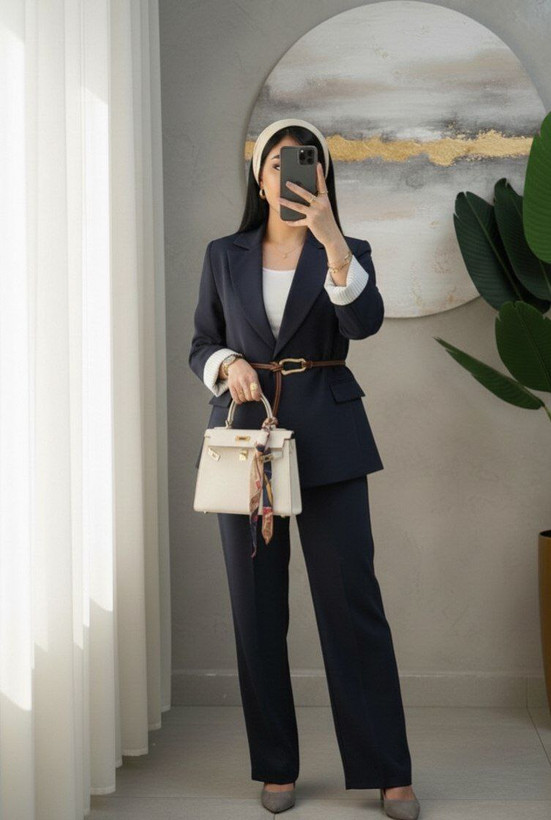 سفارش کت و شلوار کمربند گره ای نرگس کد 37389