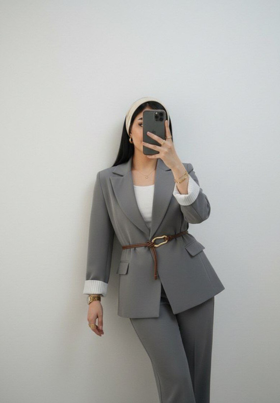 سفارش اینترنتی کت و شلوار کمربند گره ای نرگس کد 37389