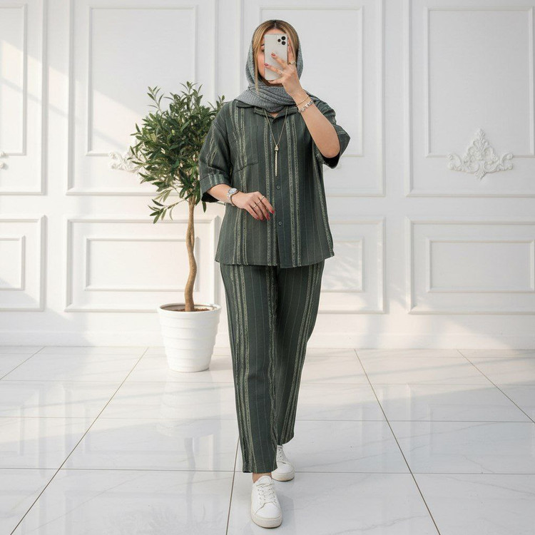 سفارش اینترنتی ست شومیز شلوار عیدانه ماهورا کد 101357