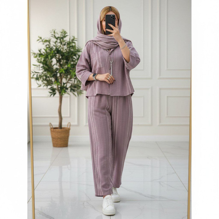 مشاهده قیمت ست شومیز شلوار عیدانه ماهورا کد 101357