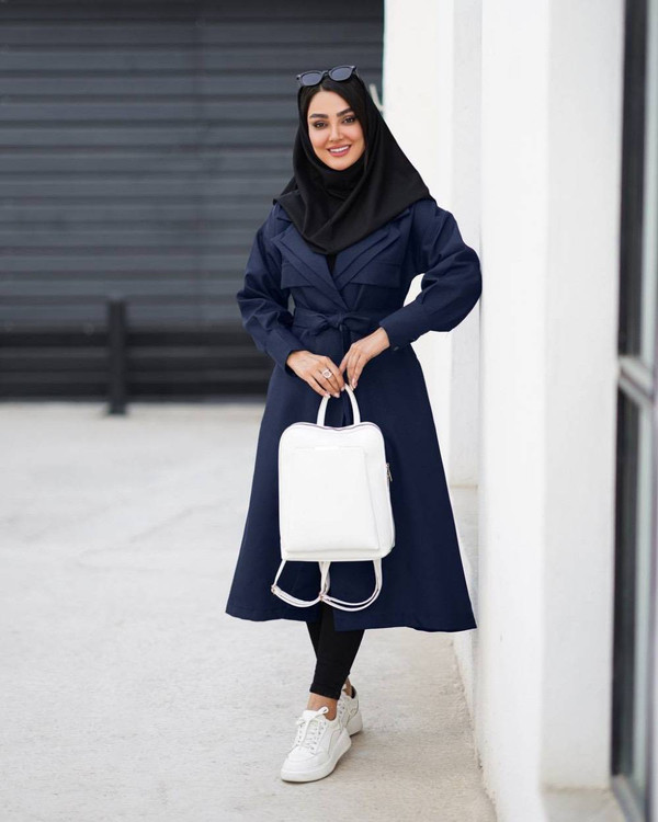 خرید اینترنتی مانتو بلند دو یقه آستین مچی