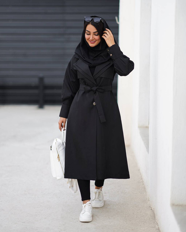 خرید مانتو بلند دو یقه آستین مچی