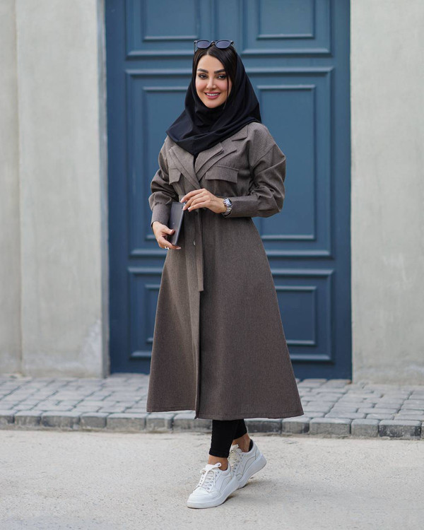 خرید اینترنتی و آنلاین مانتو بلند دو یقه پرشیا