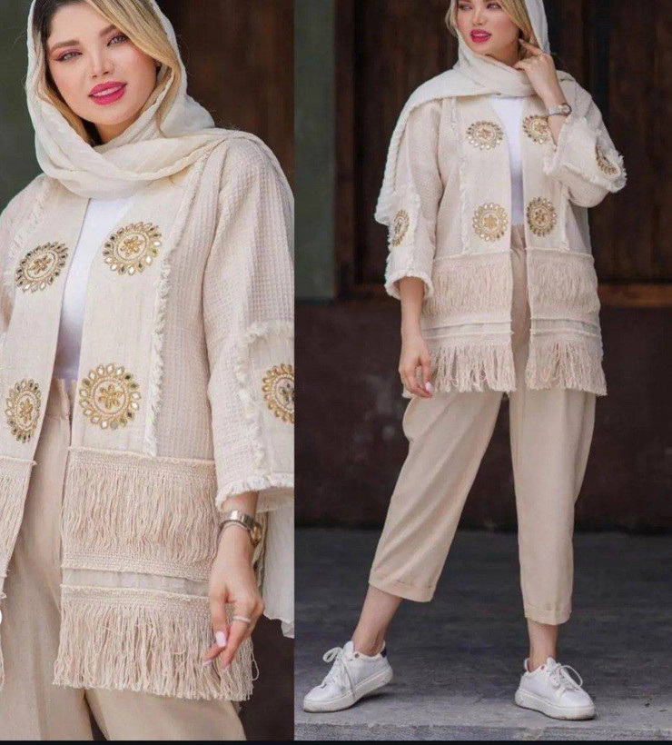 کت و شلوار لنین نچرال مروارید کد18326